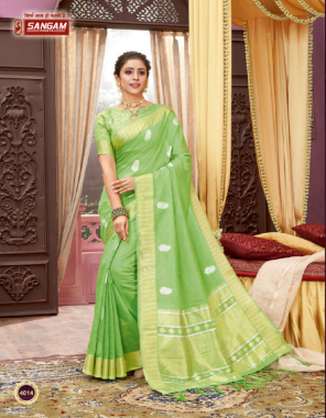 parrot green cotton handloom  fabric jacquard + weaving work casual 