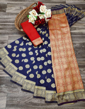 royal blue soft banarsi silk fabric heavy weaving + beautiful rich pallu work casual 