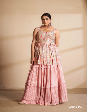 pink blouse & lehenga - georgette | dupatta - net | size - l ( 38 ) | xl ( 40) fabric thread & sequance & mirror work festive 