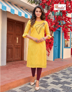 yellow heavy modal silk with inner with handwork fabric handwork work casual 