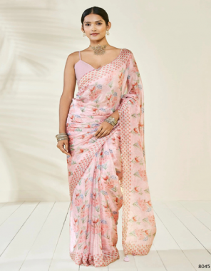 pink pure chinon saree with heavy digital print fabric digital printed work festive 