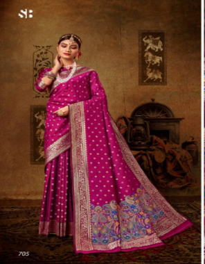 dark pink fancy silk fabric weaving work casual 