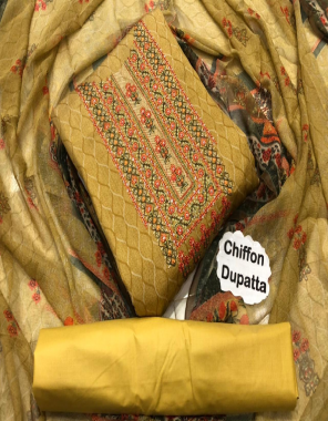 yellow top - pure lawn cotton | bottom 2.70m - pure cotton | dupatta - nazneen fabric embroidery + digital printed work casual 