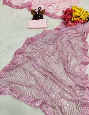 pink saree - pallu - heavy georgette with sequance work - skirt - heavy devsena silk with sequance work border  | blouse - heavy silk satin fabric sequance work festive 