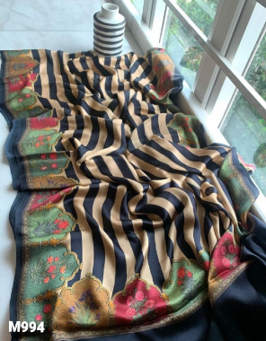 black saree - heavy vichitra silk ( 5.50 m) | blouse - heavy mono silk ( 1 m) fabric digital printed work casual 