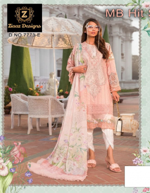 peach cotton semi stitched embroidery with frills on sleeves unstitched cotton bottoms silk digital printed dupatta [ pakistani copy ] fabric heavy embroidery work festive 