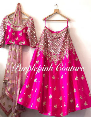 pink lehenga - malay satin silk |  dupatta - heavy butterfly net sequance with fancy moti and pari work ( 2.40 m) | blouse - malay satin silk  fabric sequance + coding + embroidery work ethnic 