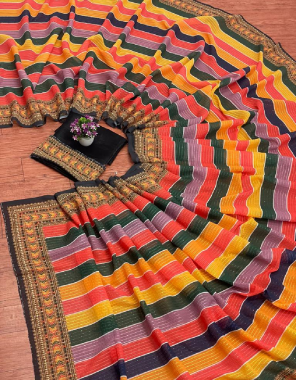 rama green saree - georgette with digital crochet work ( 5.5 m) | blouse - banglori silk with crochet patta ( 0.80 cm ) fabric digital printed work party wear 