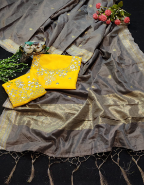 brown soft jacquard silk | blouse - banglory silk fabric gotta patti work work festive 