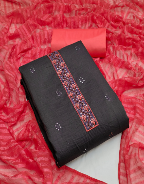 black top - chinon silk | bottom - cotton | dupatta - lining nazmin fabric embroidery work festive 
