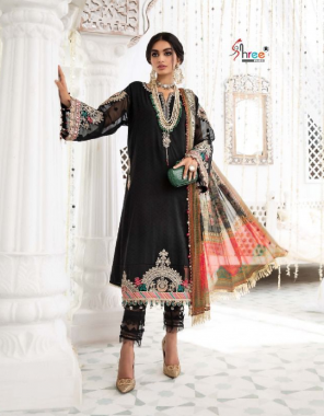 black top - butterfly net with heavy embroidered | bottom / inner - semi lawn | dupatta - butterfly net embroidered - tabby digital printed [ pakistani copy ] fabric heavy embroidered work party wear 