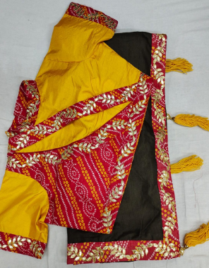 black dola silk | blouse - fancy ready made blouse fabric gota work + less border work ethic 