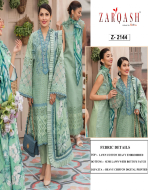 green top - cotton with heavy embroidered | bottom - cotton | dupatta - digital printed sifon [ pakistani copy ] fabric heavy embroidered work casual 