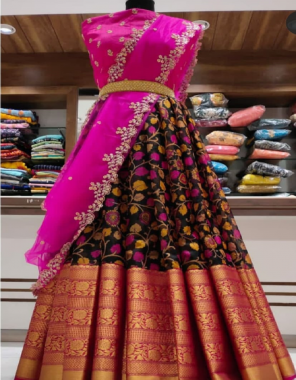 black linen silk with zari border full printed lehenga | lehenga - 3 m | blouse - 1 m | dupatta - 2.20 m  fabric printed work festive 