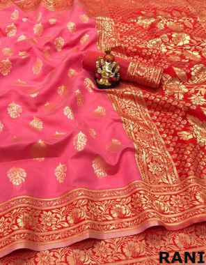 pink soft banarasi silk fabric weaving work party wear 