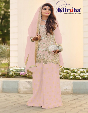baby pink top - super net with beautiful heavy embroidery pearls & sequance work ( including sleeves ) | inner - santoon | bottom - heavy satin with printed | dupatta - super net with beautiful sequance work and embroidery pearl work  fabric heavy embroidery work ethnic 