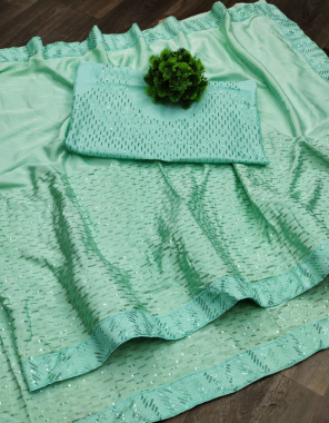 green natural silk fabric fancy work work party wear 