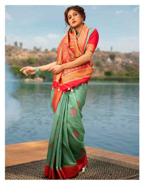 green sambalpuri handloom silk fabric weaving work festive 
