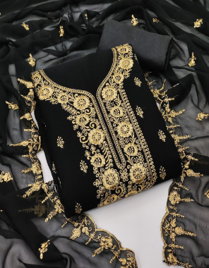 black top - georgette long suits ( 2 m) | bottom & inner - santoon  ( 3.6 m) | dupatta - georgette heavy border work ( 2.1 m) fabric embroidery + jari work work festive 