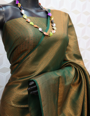 rama green softy silk fabric jacqaurd work casual 