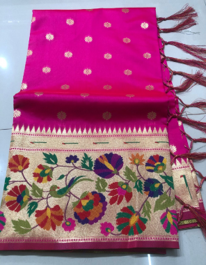 pink soft lichi silk fabric jacqaurd work ethnic 