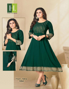 dark green rayon wrinkle | length - 48| ghera - 49 fabric printed work festive 