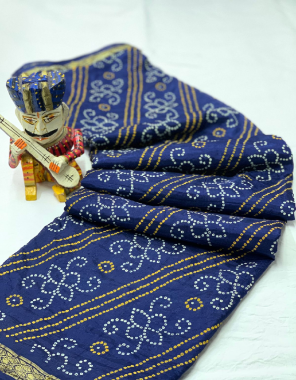 blue tafetta silk  fabric printed work ethnic 