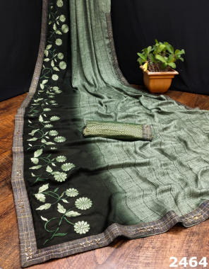 dark green weightless + embroidery work | blouse - banarasi silk fabric embroidery work casual 