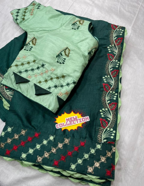 dark green doll silk on embroidery work | blouse - stitched ( 38 to 44 ) fabric embroidery work ethnic 