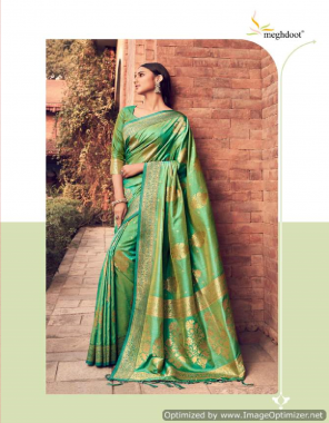 green sana silk fabric jacquard  work festive 