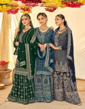 multi top - blooming georgette with embroidery work | dupatta - blooming georgette with embroidery work | plazo - blooming georgette with embroidery plazo [ master copy ] fabric embroidery work party wear 