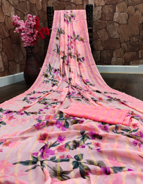 baby pink viscose zari with running blouse fabric printed work festive 