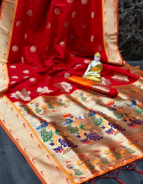 red soft kasturi jacquard silk  fabric jacquard work ethnic 