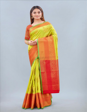 yellow pure handloom banarasi katan silk saree  fabric jacquard work ethnic 