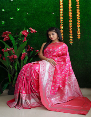 pink saree - lichi soft silk weaving silver zari | blouse - heavy weaving work fabric weaving work ethnic 
