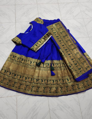 navy blue pure kanjivaram silk zari border with banarasi dupatta | lehenga - 3 m | blouse - self blouse ( 0.80 m) | dupatta - pure banarasi ( 2.20 m) fabric weaving work party wear 