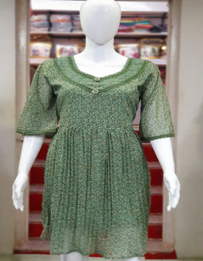 green georgette with printed with inner | size - xl -40 | xxl - 42 fabric printed work casual 