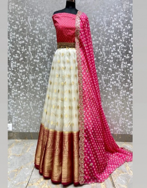 pink lehenga - pure kanjivaram silk with zari border ( 3 m) | blouse - banarasi ( 1 m approx) | dupatta - pure georgette with 2 side piping ( 2.20 m) fabric digital printed work casual 