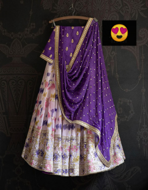 pink lehenga - chinon silk & digital print with canvas can can patta - flair - 3.5 m | choli - soft georgette ( material ) upto 44 | dupatta - georgette embroidery with sequance work | inner - santoon | size - free size fabric sequance + embroidery work casual 