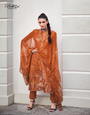 orange top - pure jam cotton with digital print on multi sequance heavy floral embroidery work ( 2.50 m) | dupatta - pure dupatta digital print pure bemberg chiffon ( 2.30 m) | bottom - pure cotton salwar ( 3 m) fabric digital printed work ethnic 