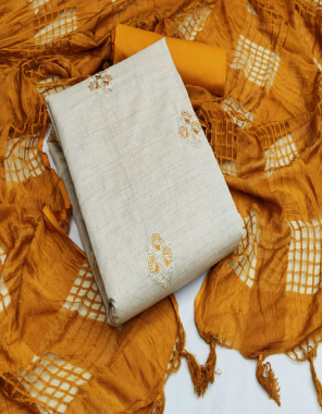 yellow top - khadi work ( 2 m) | bottom - cotton ( 2 m) | dupatta - fancy khidki dupatta ( 2.20 m) fabric embroidery work festive 