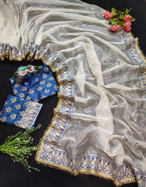 white softy organza silk | blouse - banglory silk fabric embroidery + coding work work festive 