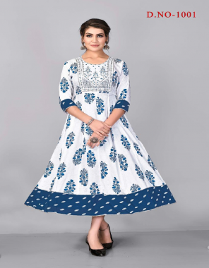 blue rayon jaipuri print with embroidery work  fabric embroidery work festive 
