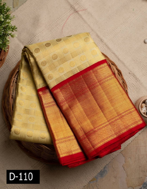 yellow kota silk with rich pallu fabric jacquard work casual 