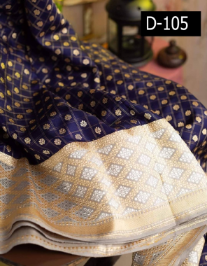 navy blue banarasi silk fabric jacquard work casual 