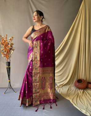pink pure paithani silk fabric weaving work festive 