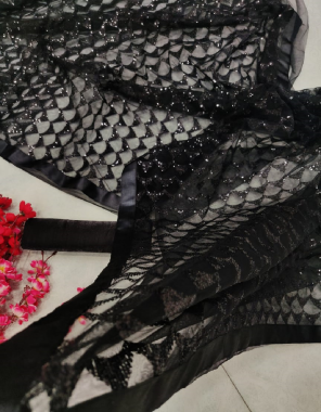 black saree - heavy soft mono net | blouse - heavy satin banglori  fabric sequance + embroidery work festive 
