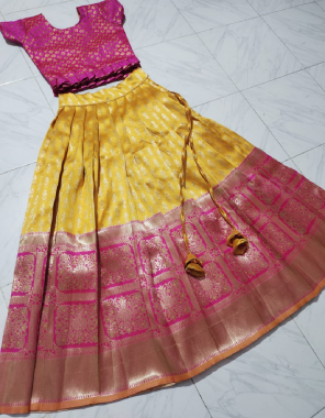 yellow lehenga - pure lichi silk  ( semi stitch ) | blouse - banarasi silk ( full stitched ) fabric jacquard work festive  