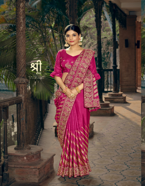 pink vichitra silk fabric embroidery work ethnic 