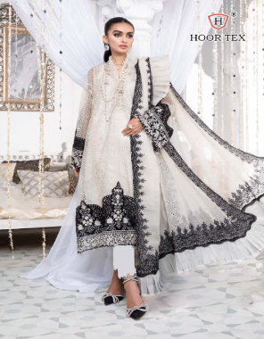 white top - heavy lawn cotton with embroidery work | bottom - semi lawn | dupatta - net with beautiful embroidery + 4 side lace work | size - 52 ( 6xl) fabric embroidery work party wear 